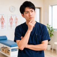 悩む男性理学療法士